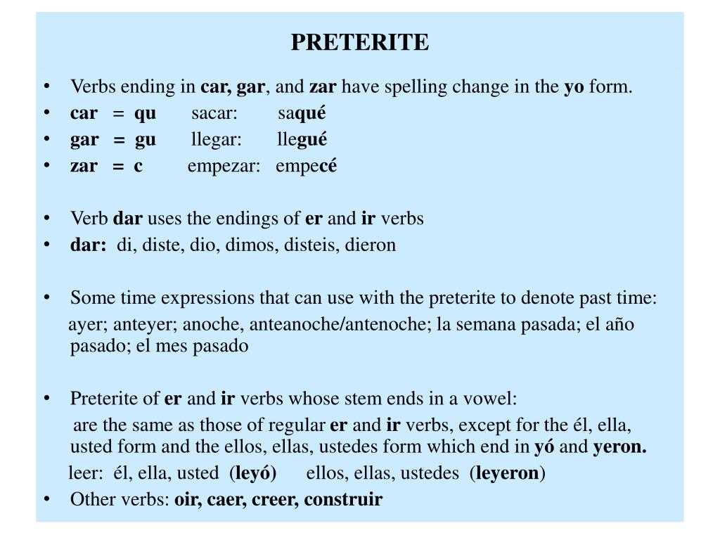 Differences Between the Preterite and the Imperfect