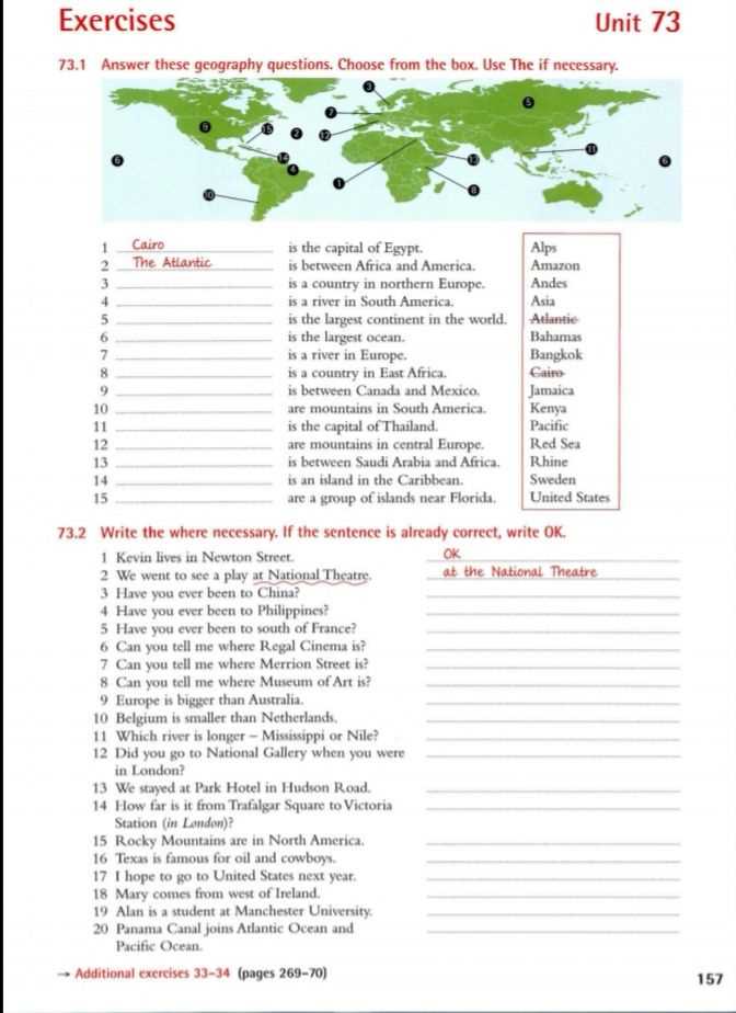 World geography continents answer key