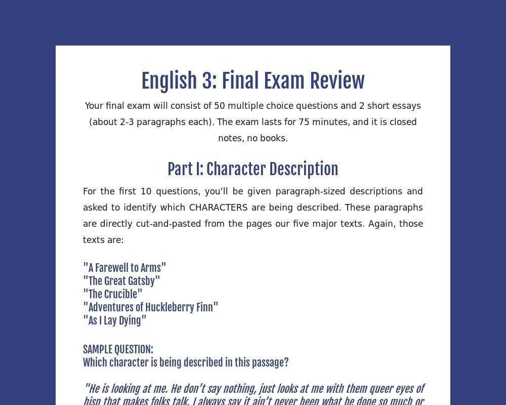 English 1 Final Exam Review