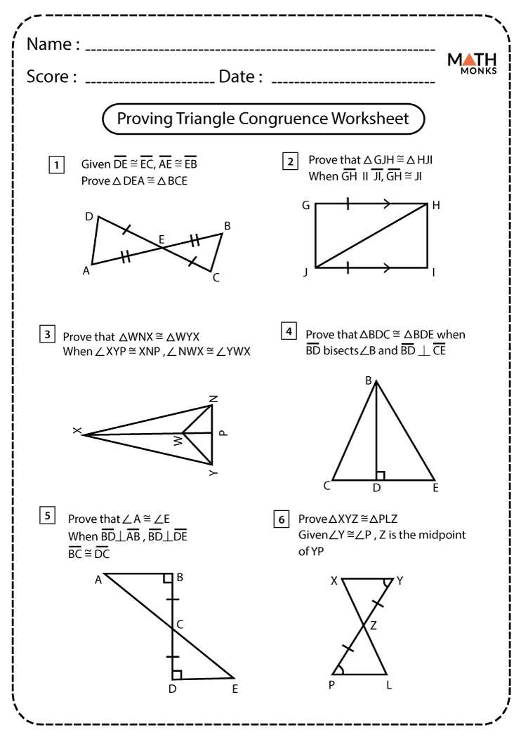 Answer Key: Congruent Triangle Proofs Worksheet
