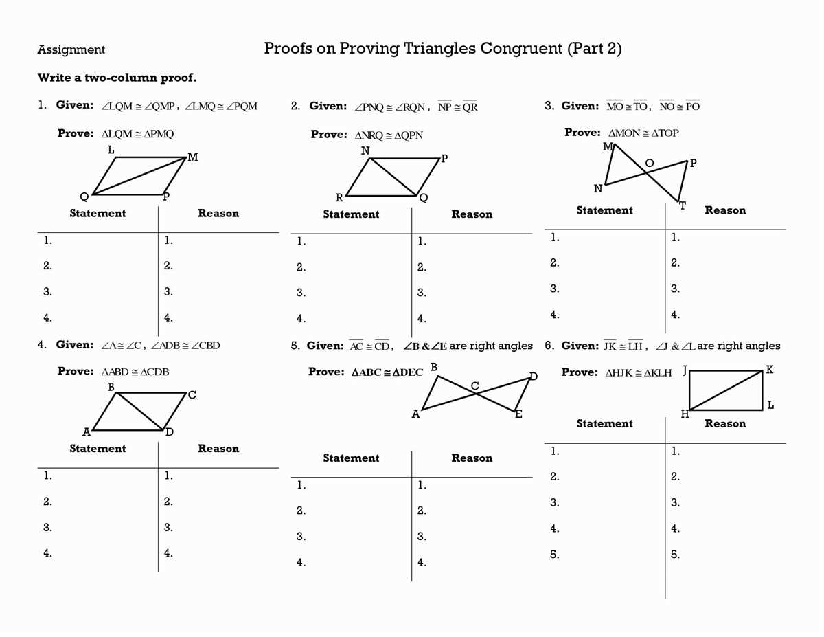 Congruent triangle proofs worksheet with answers