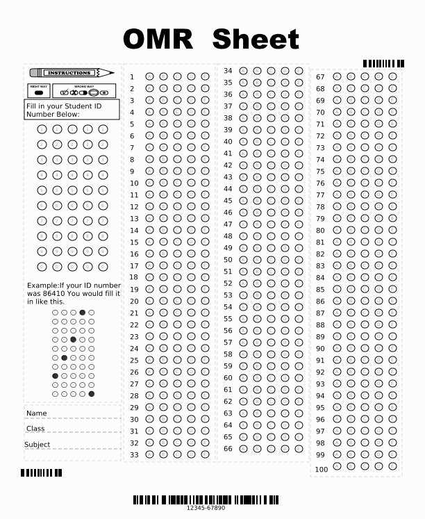 Multiple choice answer sheet word doc