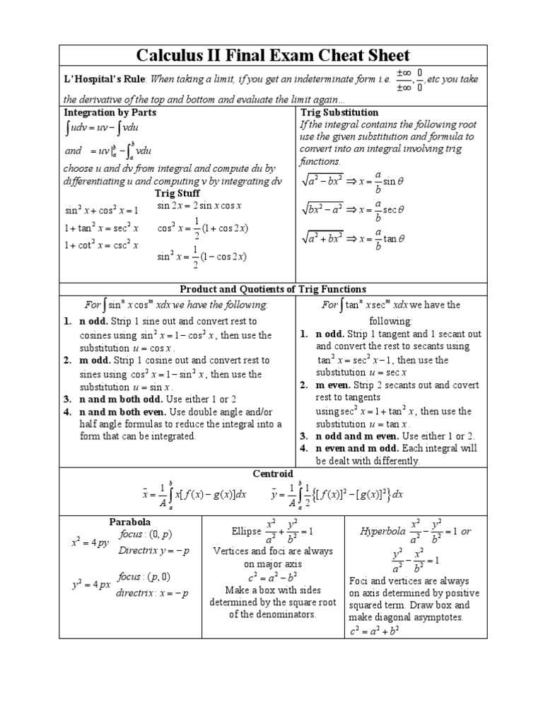 Tips for Preparing for the Calculus Final Exam