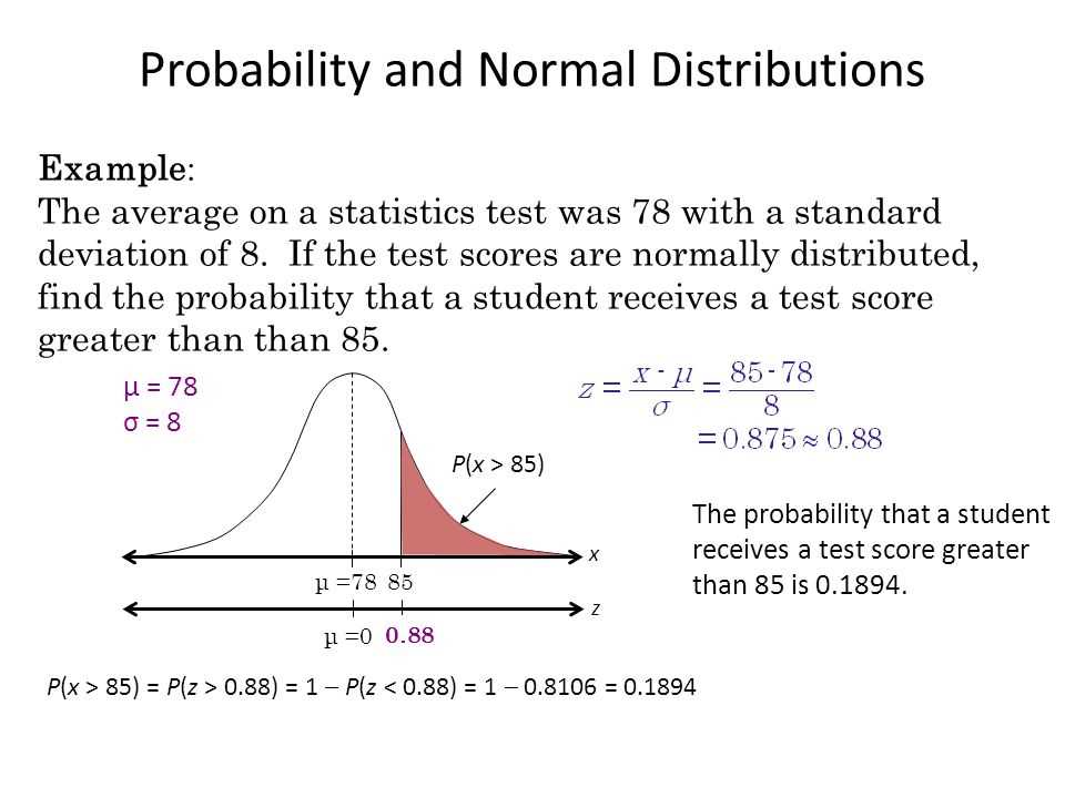 The scores on a test are normally distributed