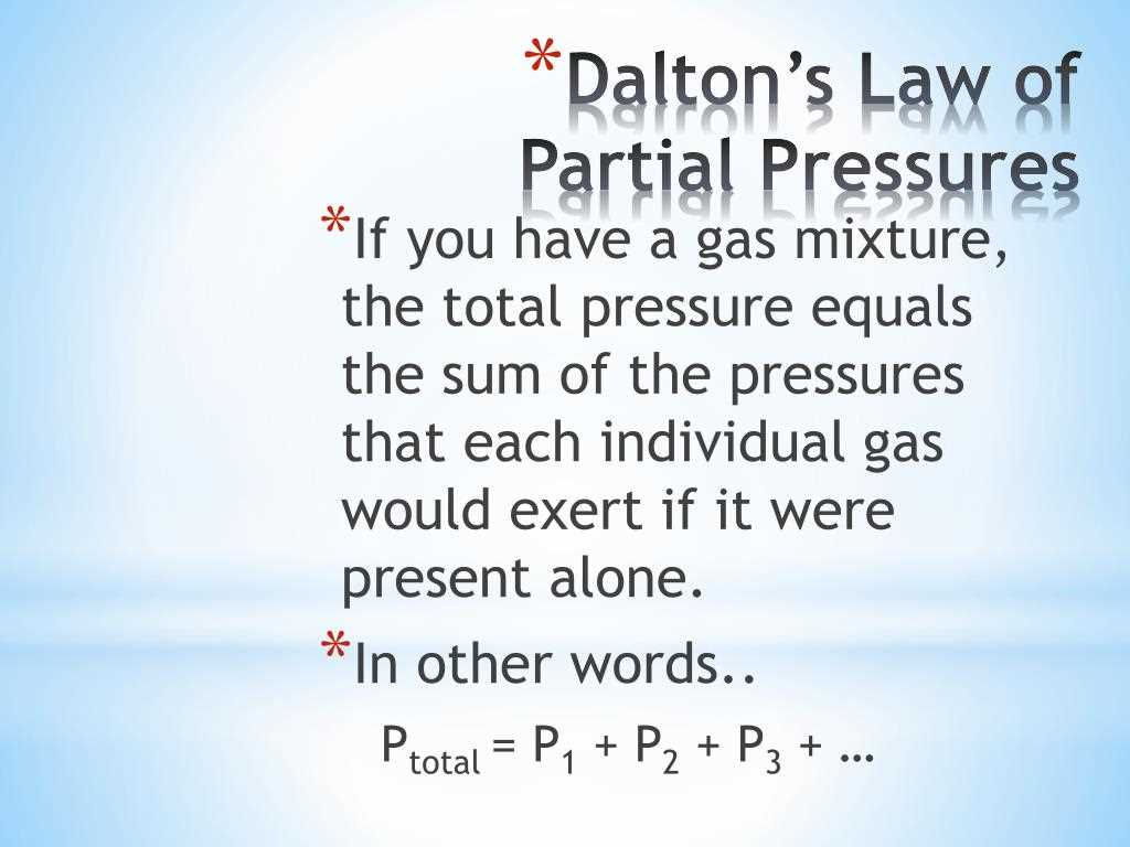 Application of Dalton's Law of Partial Pressures