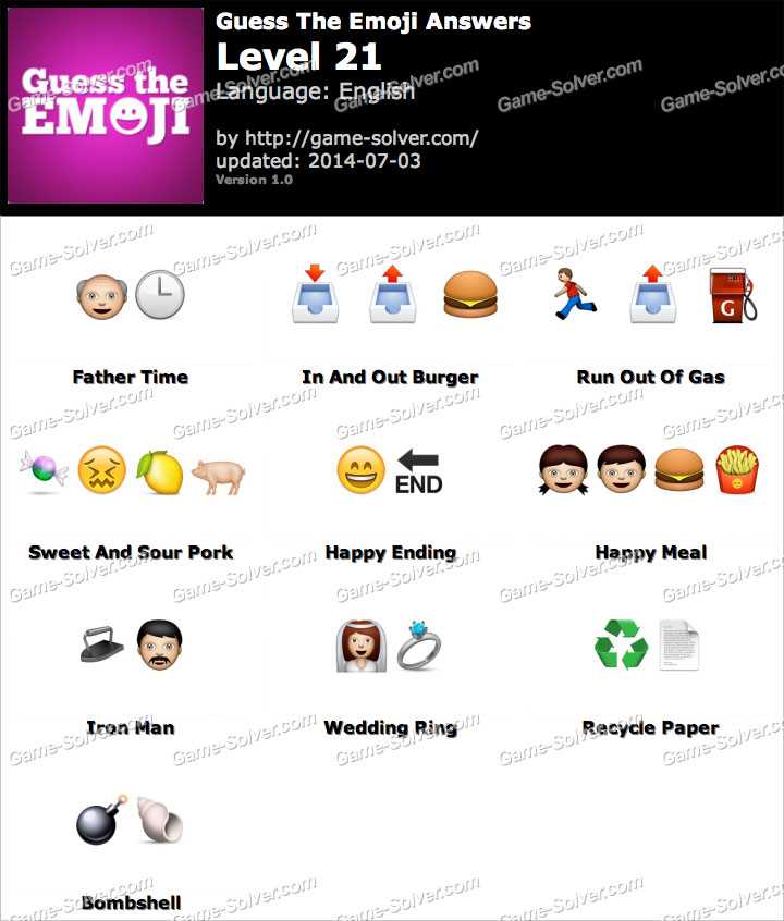 Emoji Pop Level 2 Word List