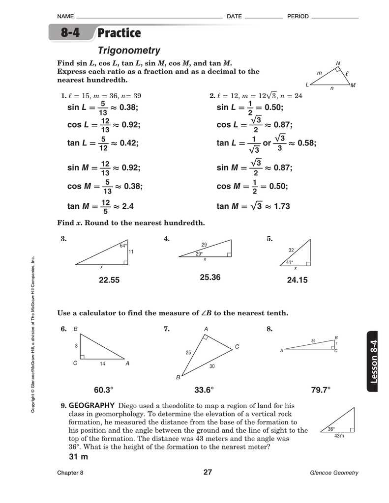Glencoe geometry chapter 8 test