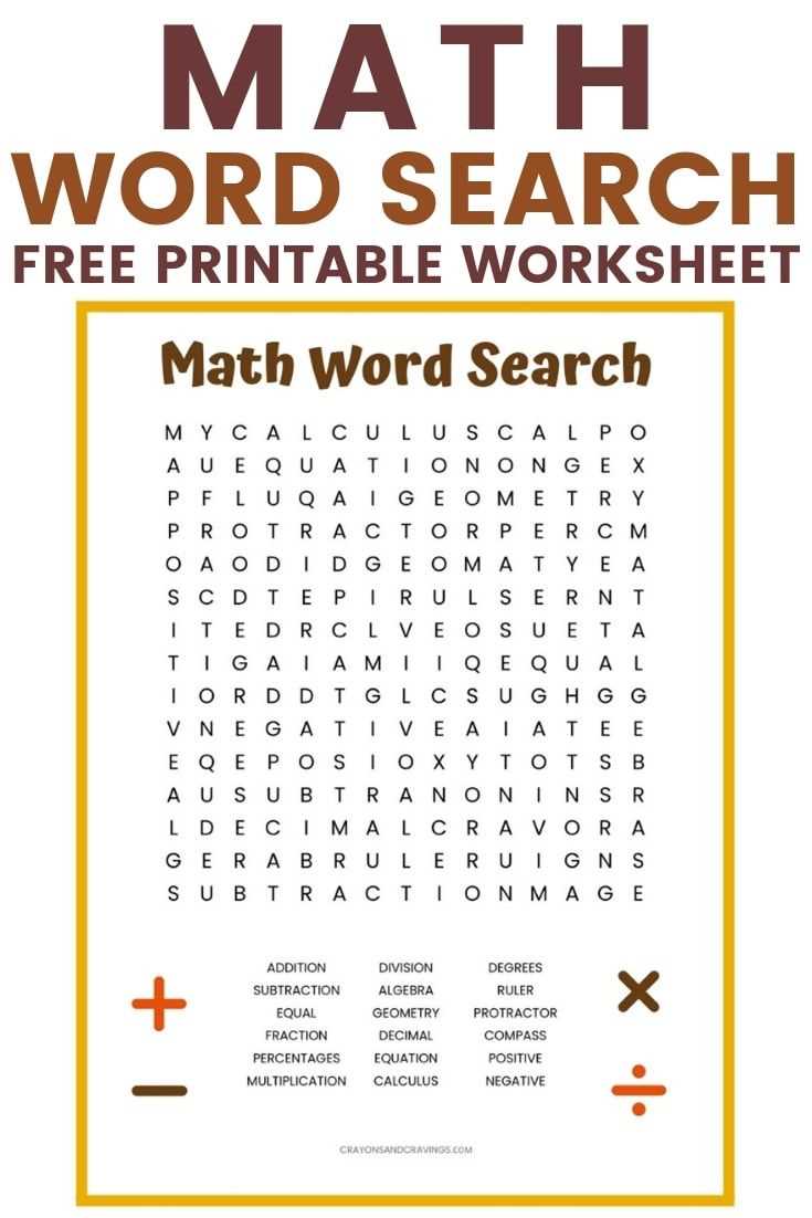 Maths word search 6 answers