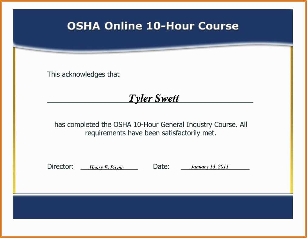 Osha 10 hour online course answers