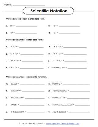Operations with scientific notation answer key