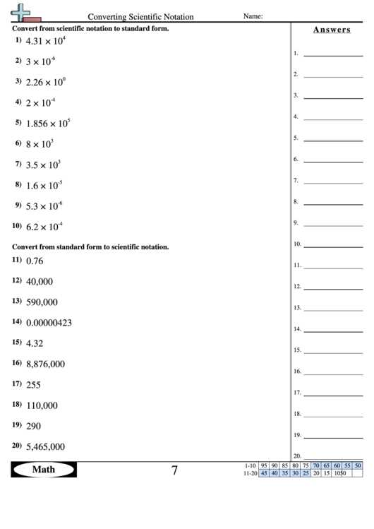 Significant figures and scientific notation worksheet answer key