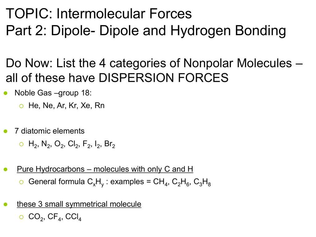 Properties and Effects of InterMolecular Forces