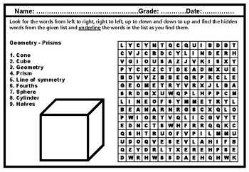 Geometry vocabulary word search answers