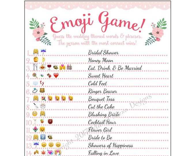 Wedding emoji pictionary answers