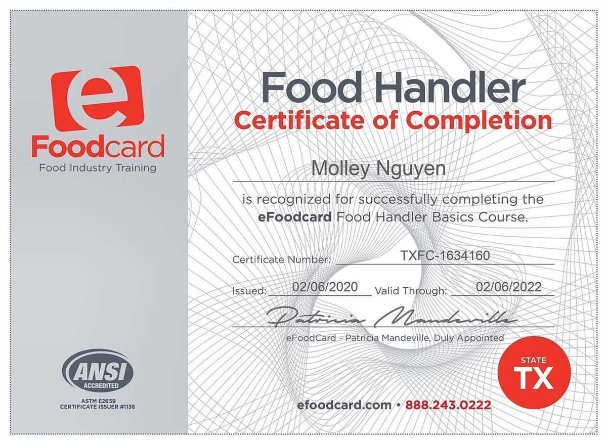 4. Is a food handlers certificate required for all food service workers?